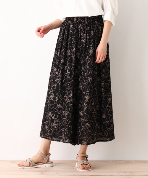 SHOO・LA・RUE（シューラルー）の「◆スラブ花柄ワイドパンツ（その他パンツ・レディース・ブラック系6/カーキ系3/キャメル/ベージュ系6・00）」の2枚目の写真