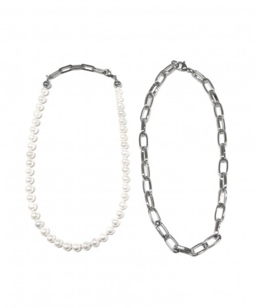 Chikashitsu +(チカシツプラス)の「【Chikashitsu +】set pearl chain necklace(ネックレス・メンズ・シルバー・ONE SIZE)」の9枚目の写真