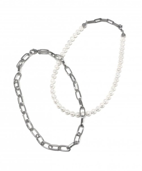 Chikashitsu +(チカシツプラス)の「【Chikashitsu +】set pearl chain necklace(ネックレス・メンズ・シルバー・ONE SIZE)」の8枚目の写真
