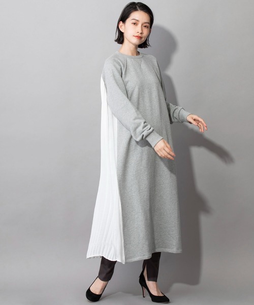 Munich（ミューニック）の「フレンチテリー×リンクルサテン　ドッキングワンピース（ワンピース・レディース・ブラック/グレー/キャメル・FREE）」の3枚目の写真