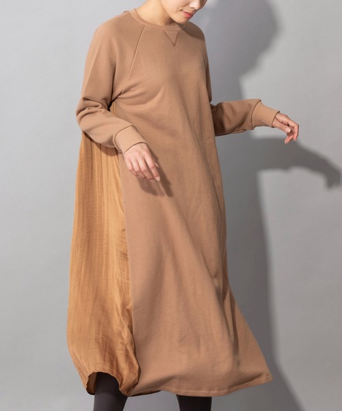 Munich（ミューニック）の「フレンチテリー×リンクルサテン　ドッキングワンピース（ワンピース・レディース・ブラック/グレー/キャメル・FREE）」の8枚目の写真