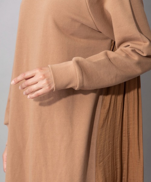 Munich（ミューニック）の「フレンチテリー×リンクルサテン　ドッキングワンピース（ワンピース・レディース・ブラック/グレー/キャメル・FREE）」の12枚目の写真