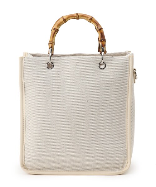 DRESKIP（ドレスキップ）の「◆バンブーハンドルスクエアトート（トートバッグ・レディース・アイボリー/ブラック/ベージュ・00）」の2枚目の写真
