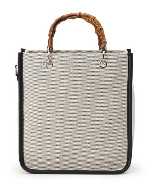 DRESKIP（ドレスキップ）の「◆バンブーハンドルスクエアトート（トートバッグ・レディース・アイボリー/ブラック/ベージュ・00）」の3枚目の写真