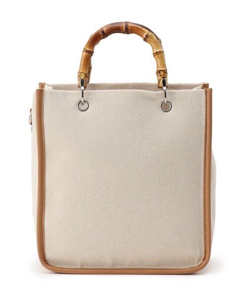 DRESKIP（ドレスキップ）の「◆バンブーハンドルスクエアトート（トートバッグ・レディース・アイボリー/ブラック/ベージュ・00）」の4枚目の写真