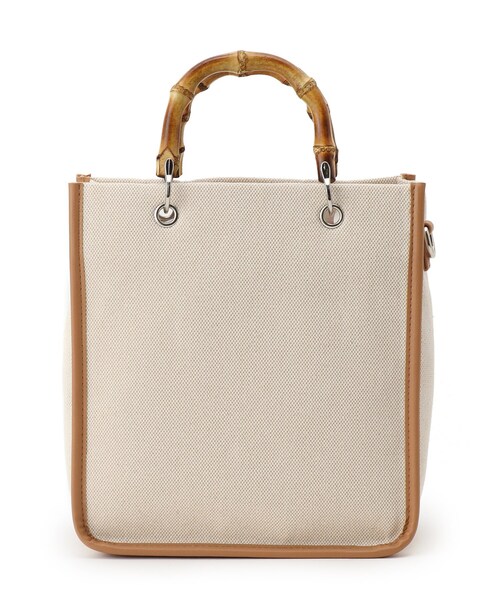 DRESKIP（ドレスキップ）の「◆バンブーハンドルスクエアトート（トートバッグ・レディース・アイボリー/ブラック/ベージュ・00）」の6枚目の写真