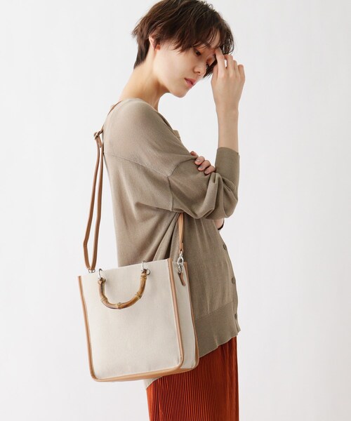 DRESKIP（ドレスキップ）の「◆バンブーハンドルスクエアトート（トートバッグ・レディース・アイボリー/ブラック/ベージュ・00）」の10枚目の写真