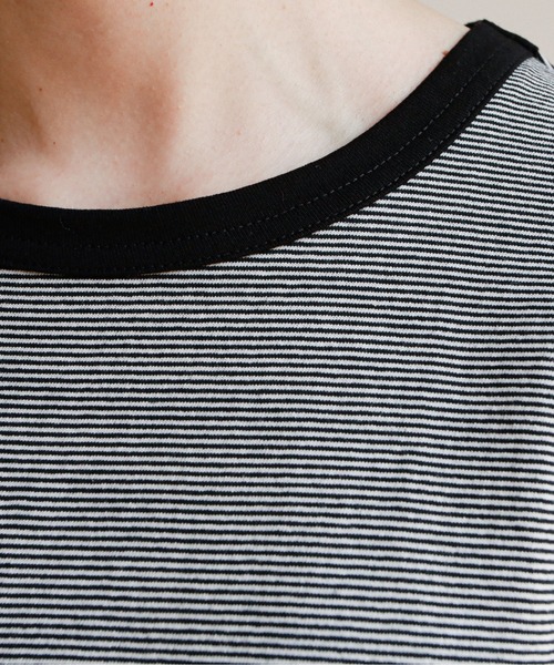 feepur（フェピュール）の「配色パイピング細ボーダーTee（Tシャツ/カットソー・レディース・ブラック/ブルー/クリーム/ブルーグレー・MEDIUM）」の16枚目の写真