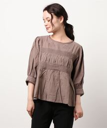 Samansa Mos2 | シャドーチェックレース刺繍ブラウス(シャツ/ブラウス)