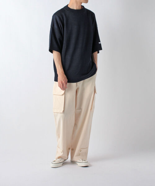 GLOSTER（グロスター）の「ガンジーニット ショートスリーブ（ニット/セーター・メンズ・ネイビー/キナリ/黄緑系・M/L）」の8枚目の写真