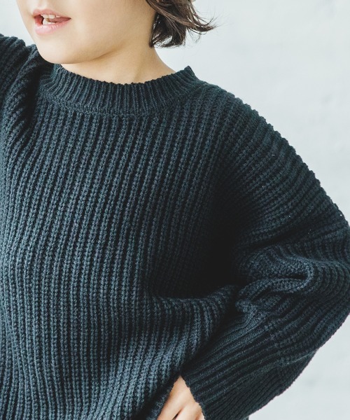 pairmanon（ペアマノン）の「【かぞくおそろい】 ユニセックスモックネック畦編み長袖ニットプルオーバー（ニット/セーター・キッズ・ブラウン/モカ/ブラック/ベージュ/ピンク/アイボリー/ミント/ブルー系その他3・140/100/130/110/150/120/90）」の15枚目の写真