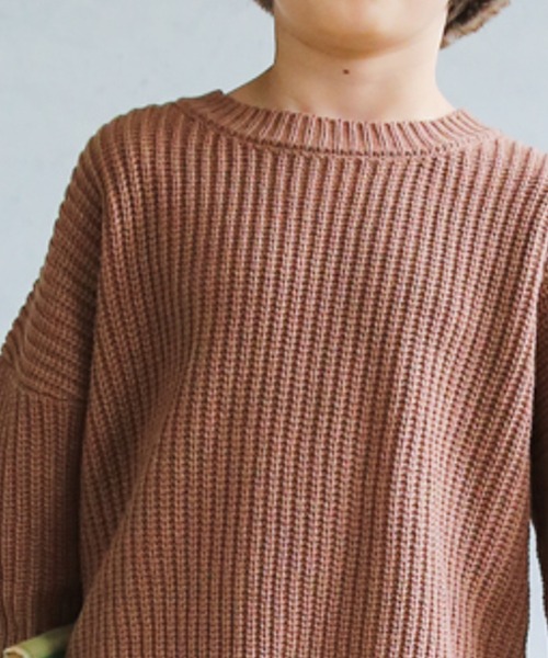 pairmanon（ペアマノン）の「【かぞくおそろい】 ユニセックスモックネック畦編み長袖ニットプルオーバー（ニット/セーター・キッズ・ブラウン/モカ/ブラック/ベージュ/ピンク/アイボリー/ミント/ブルー系その他3・140/100/130/110/150/120/90）」の17枚目の写真