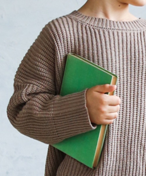 pairmanon（ペアマノン）の「【かぞくおそろい】 ユニセックスモックネック畦編み長袖ニットプルオーバー（ニット/セーター・キッズ・ブラウン/モカ/ブラック/ベージュ/ピンク/アイボリー/ミント/ブルー系その他3・140/100/130/110/150/120/90）」の19枚目の写真