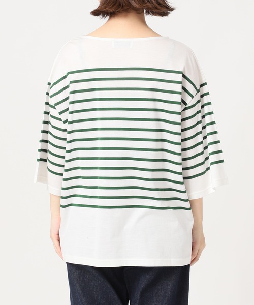 SLOBE IENA（スローブイエナ）の「パネルボーダーハーフスリーブプルオーバー【手洗い可能】◆（Tシャツ/カットソー・レディース・ブラック/グレー/グリーン・FREE）」の22枚目の写真