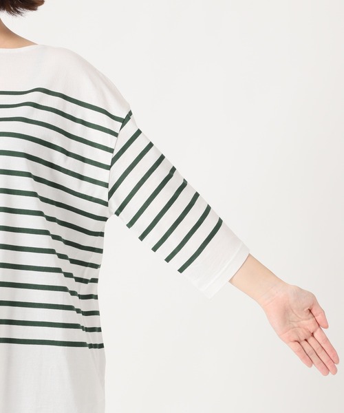 SLOBE IENA（スローブイエナ）の「パネルボーダーハーフスリーブプルオーバー【手洗い可能】◆（Tシャツ/カットソー・レディース・ブラック/グレー/グリーン・FREE）」の9枚目の写真