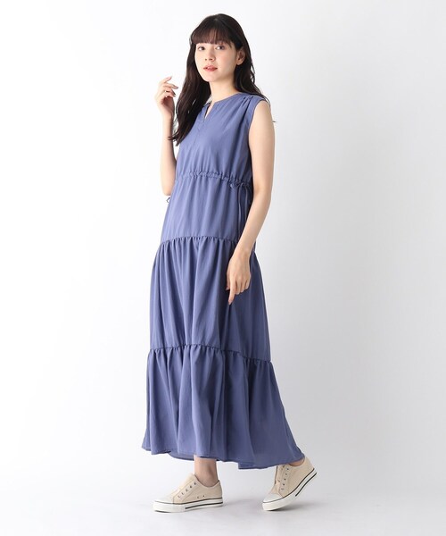 DRESKIP(ドレスキップ)の「◆ティア-ドマキシワンピース(ワンピース・レディース・グレー系その他/サンドベージュ/ブルー・02/03)」の3枚目の写真