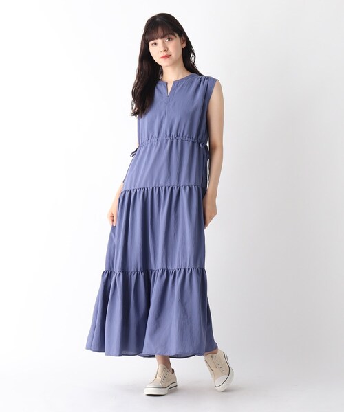 DRESKIP(ドレスキップ)の「◆ティア-ドマキシワンピース(ワンピース・レディース・グレー系その他/サンドベージュ/ブルー・02/03)」の4枚目の写真