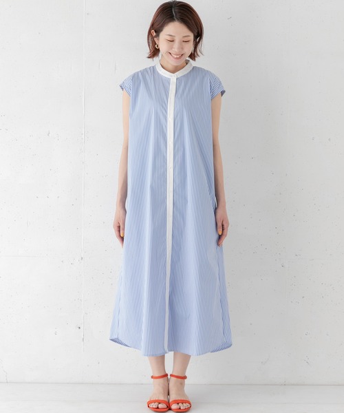 URBAN RESEARCH Sonny Label(アーバンリサーチサニーレーベル)の「バンドカラーシャツワンピース(シャツワンピース・レディース・ブルー/サックスブルー・FREE)」の3枚目の写真