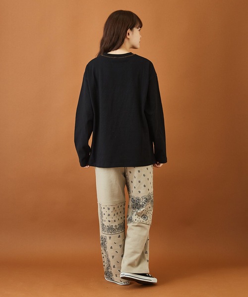 CUBE SUGAR（キューブシュガー）の「裏毛 スウェット バンダナ柄 切替 パンツ（スウェットパンツ・レディース・ホワイト/ネイビー/グレー・M）」の9枚目の写真