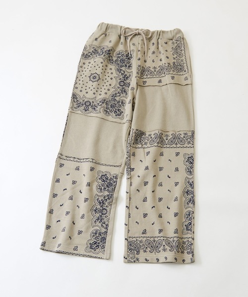 CUBE SUGAR（キューブシュガー）の「裏毛 スウェット バンダナ柄 切替 パンツ（スウェットパンツ・レディース・ホワイト/ネイビー/グレー・M）」の17枚目の写真