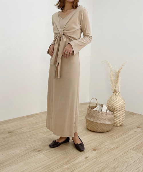 apres jour clair（アプレジュールクレア）の「【apres jour clair】結びデザインロングスリーブワンピース【ZOZOTOWN限定アイテム】（ワンピース・レディース・ブラウン系その他/アイボリー/ベージュ・X-LARGE/フリー）」の20枚目の写真