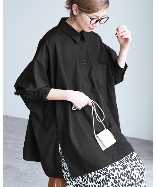 reca（レカ）の「ドルマンビッグシャツブラウス（シャツ/ブラウス・レディース・ブラック/ベージュ/ブルー系その他/ホワイト/チャコールグレー・M）」の3枚目の写真