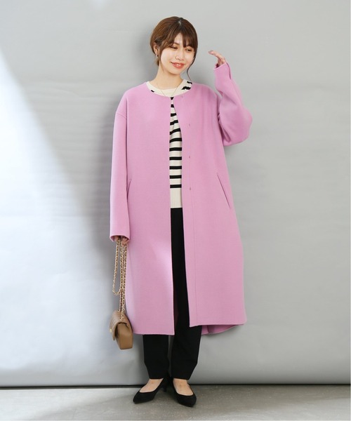 La TOTALITE(ラトータリテ)の「ウールナイロンリバーバックフレアコート◆(ノーカラーコート・レディース・グレー/ピンク/ナチュラル・34/36/38)」の8枚目の写真