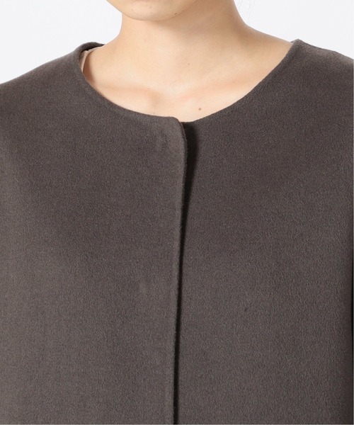 La TOTALITE(ラトータリテ)の「ウールナイロンリバーバックフレアコート◆(ノーカラーコート・レディース・グレー/ピンク/ナチュラル・34/36/38)」の10枚目の写真