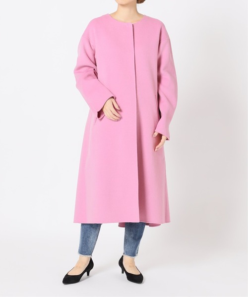 セール】ウールナイロンリバーバックフレアコート◇（ノーカラー