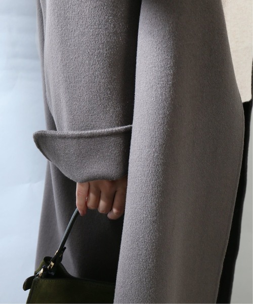 La TOTALITE(ラトータリテ)の「ウールナイロンリバーバックフレアコート◆(ノーカラーコート・レディース・グレー/ピンク/ナチュラル・34/36/38)」の16枚目の写真