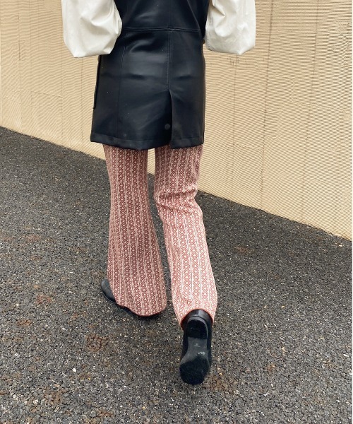 y/m by RIKA（イムバイリカ）の「ダイヤ柄ジャガードフレアパンツ（その他パンツ・レディース・ベージュ/オレンジ・FREE）」の8枚目の写真