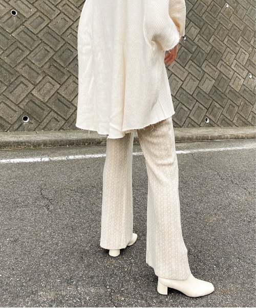 y/m by RIKA（イムバイリカ）の「ダイヤ柄ジャガードフレアパンツ（その他パンツ・レディース・ベージュ/オレンジ・FREE）」の7枚目の写真