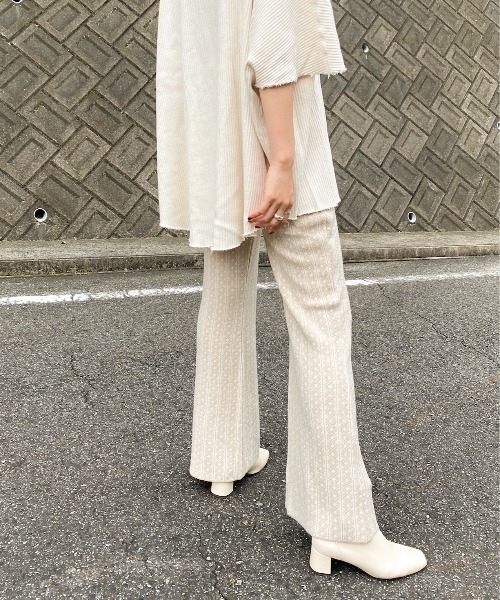 y/m by RIKA（イムバイリカ）の「ダイヤ柄ジャガードフレアパンツ（その他パンツ・レディース・ベージュ/オレンジ・FREE）」の4枚目の写真