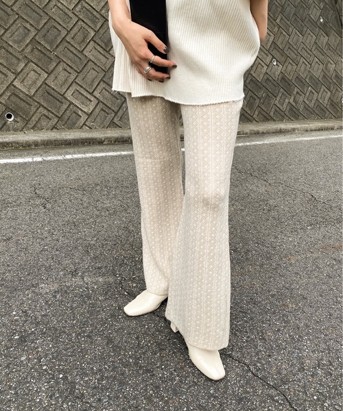 y/m by RIKA（イムバイリカ）の「ダイヤ柄ジャガードフレアパンツ（その他パンツ・レディース・ベージュ/オレンジ・FREE）」の18枚目の写真