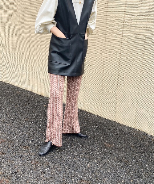 y/m by RIKA（イムバイリカ）の「ダイヤ柄ジャガードフレアパンツ（その他パンツ・レディース・ベージュ/オレンジ・FREE）」の11枚目の写真