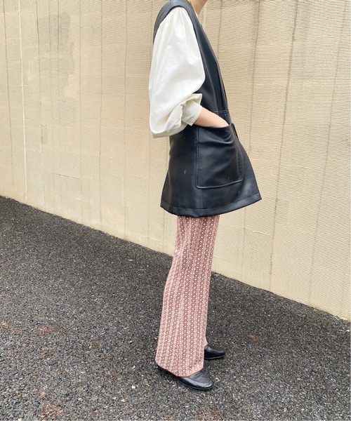 y/m by RIKA（イムバイリカ）の「ダイヤ柄ジャガードフレアパンツ（その他パンツ・レディース・ベージュ/オレンジ・FREE）」の14枚目の写真