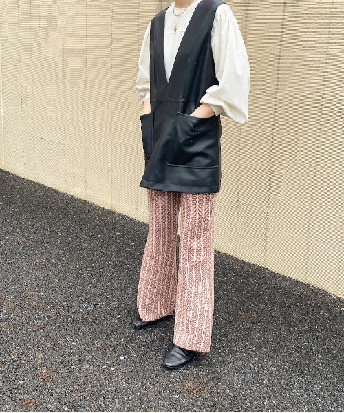 y/m by RIKA（イムバイリカ）の「ダイヤ柄ジャガードフレアパンツ（その他パンツ・レディース・ベージュ/オレンジ・FREE）」の19枚目の写真