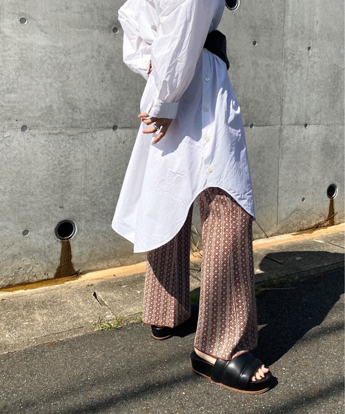 y/m by RIKA（イムバイリカ）の「ダイヤ柄ジャガードフレアパンツ（その他パンツ・レディース・ベージュ/オレンジ・FREE）」の9枚目の写真