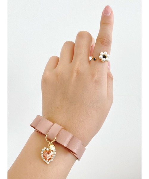 Honey Salon（ハニーサロン）の「【11色展開】my favoriteリボンブレス（ブレスレット・レディース・オレンジ/ピンク/ブラック/ライトグリーン/イエロー/ラベンダー/ベージュ/ホワイト/サックスブルー/ピンクベージュ/レッド・FREE）」の14枚目の写真