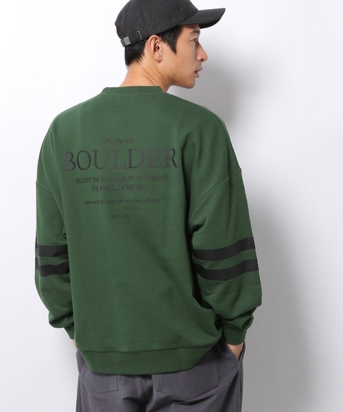 LAKOLE(ラコレ)の「スリーブライン裏毛スウェットプルオーバー / 237577(スウェット・メンズ・アイボリー/ブラウン系その他/グリーン・LARGE/MEDIUM)」の1枚目の写真