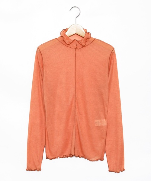 AS KNOW AS PINKY（アズノゥアズピンキー）の「やわらかシアーメロープルオーバー（Tシャツ/カットソー・レディース・ブラック/ブラウン/オフホワイト/ブルー/グリーン/オレンジ・FREE）」の6枚目の写真