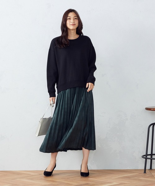 COMME CA ISM(コムサイズム)の「【WEB/一部店舗限定カラー:ベージュ】裏起毛 トレーナー(スウェット・レディース・ブラック/ベージュ/カーキ・MEDIUM/LARGE)」の9枚目の写真