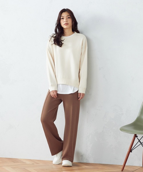 COMME CA ISM(コムサイズム)の「【WEB/一部店舗限定カラー:ベージュ】裏起毛 トレーナー(スウェット・レディース・ブラック/ベージュ/カーキ・MEDIUM/LARGE)」の12枚目の写真
