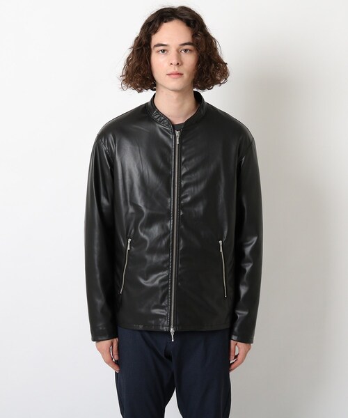 THE SHOP TK （ザ ショップ ティーケー ）の「◆合皮ライダースブルゾン（ライダースジャケット・メンズ・ブラック/ネイビー/ダークブラウン・01/02/03/04）」の10枚目の写真