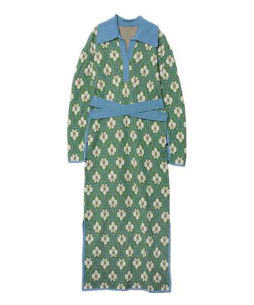 【紫陽花】パメオポーズ Doking Knit Dress ワンピースF PAMEO POSE（パメオポーズ）の「Cattleya Pattern Knit Dress