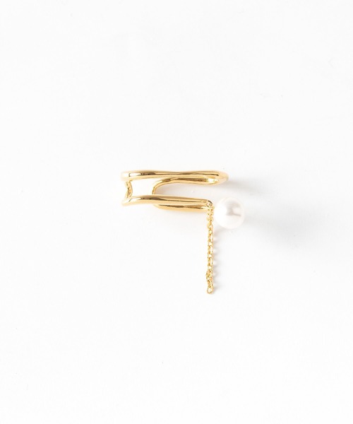 JUICY ROCK（ジューシーロック）の「GP(SV925)/SV925 片耳ガラスパール＆チェーンイヤーカフ（イヤーカフ・レディース・シルバー/ゴールド・ONE SIZE）」の6枚目の写真