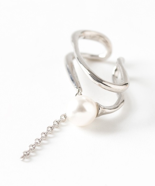 JUICY ROCK（ジューシーロック）の「GP(SV925)/SV925 片耳ガラスパール＆チェーンイヤーカフ（イヤーカフ・レディース・シルバー/ゴールド・ONE SIZE）」の3枚目の写真