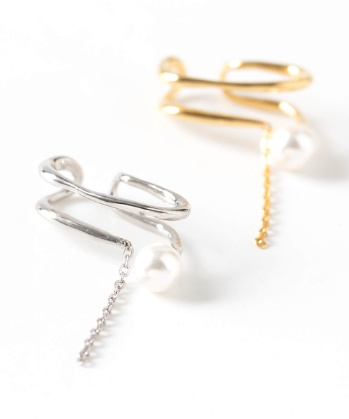 JUICY ROCK（ジューシーロック）の「GP(SV925)/SV925 片耳ガラスパール＆チェーンイヤーカフ（イヤーカフ・レディース・シルバー/ゴールド・ONE SIZE）」の12枚目の写真