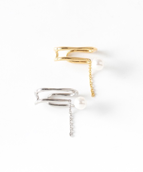 JUICY ROCK（ジューシーロック）の「GP(SV925)/SV925 片耳ガラスパール＆チェーンイヤーカフ（イヤーカフ・レディース・シルバー/ゴールド・ONE SIZE）」の13枚目の写真