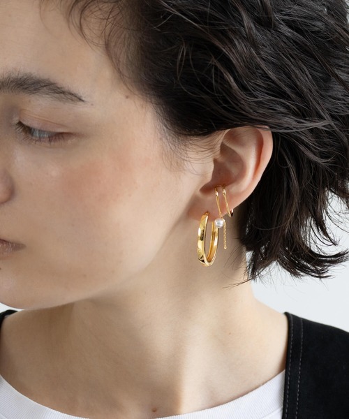 JUICY ROCK（ジューシーロック）の「GP(SV925)/SV925 片耳ガラスパール＆チェーンイヤーカフ（イヤーカフ・レディース・シルバー/ゴールド・ONE SIZE）」の11枚目の写真